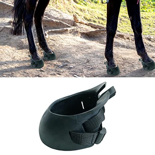 Esquirla Horse Hoof Boots Sturdy Comfortable Protective Cover Equine Hoof Protector Horses Protection Rubber for Riding Training Equestrian Supplies, L