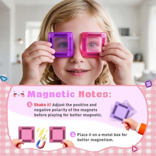 Travel Magnetic Blocks for Kids Toddlers Ages 3-5, 4-8 STEM Preschool Learning Sensory Montessori Magent Toys for Girls Gift Mini Magnetic Tiles Travel Set Unicorn Magnet Building Toys for Girls Gift B0HCZ6Y3M7