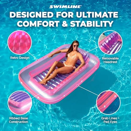 SWIMLINE Suntan Tub, Classic Inflatable Tanning Lounge Float with Adjustable Pillow, 71" Long - Outdoor Floating Lounger for Lake, River, Beach & Swimming Pool, Includes Rope Surround & Repair Patch