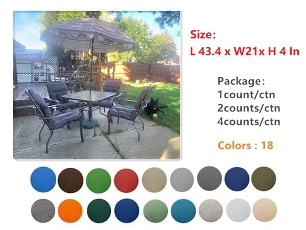 QILLOWAY Outdoor Rocking Chair Cushion 43.4x21 Inch, 100% Polyester Waterproof Patio Rocking Chair Cushion, High Back Weatherproof Chair Pad for Adirondack & Outdoor Furniture, Peacock Blue