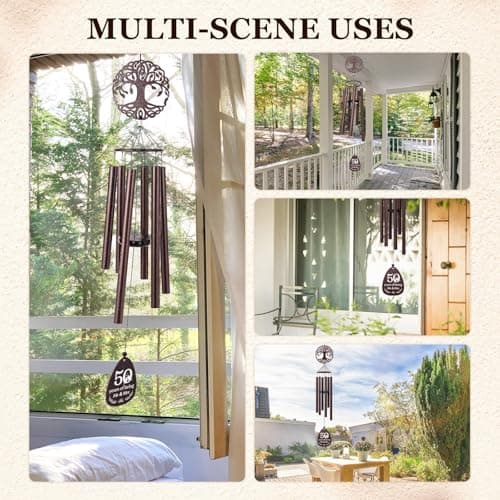 Golden Anniversary Keepsake for Parents, Husband, Wife, Couples, Friends, Tree of Life Wind Chime 37 in Garden Decor SteadStyle 50th Anniversary Wind Chime, Happy 50th Wedding Jubilee Gifts B0FHH4GHX5