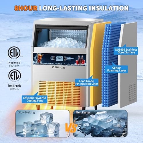 Commercial Ice Maker Machine, 300 lbs/24h with 70 lbs Storage, 126 Ice Cubes in 15 Mins, ETL FCC, Under Counter Ice Maker with LED Display, 24H Timer, Smart Reminder, for Cafe Bar Restaurant