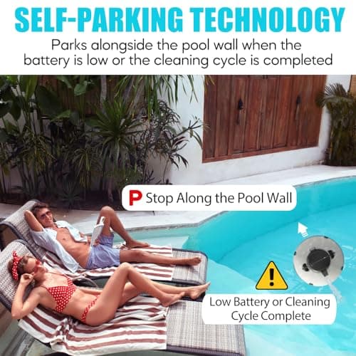 2026 Cordless Robotic Pool Cleaner - 120 Mins Automatic Pool Vacuum for Above Ground Pool & In - Ground Flat Pools up to 1000 Sq.Ft, Robot Pool Cleaner with Self - Parking Tech