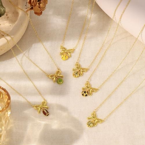 Softball/Soccer/Volleyball/Basketball/Football/Tennis/Pickleball Necklace for Team Coach Player, Sports Lovers Accessories Jewelry Christmas Gifts 16+3 Inches