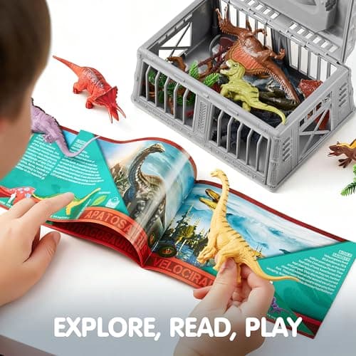 JOYIN Dinosaur Toys with Activity Play Mat & Storage Cage, 19 PCS Realistic Dinosaur Figures & Trees for Toddlers Kids Ages 3-5, Ideal for Boys and Girls Gift