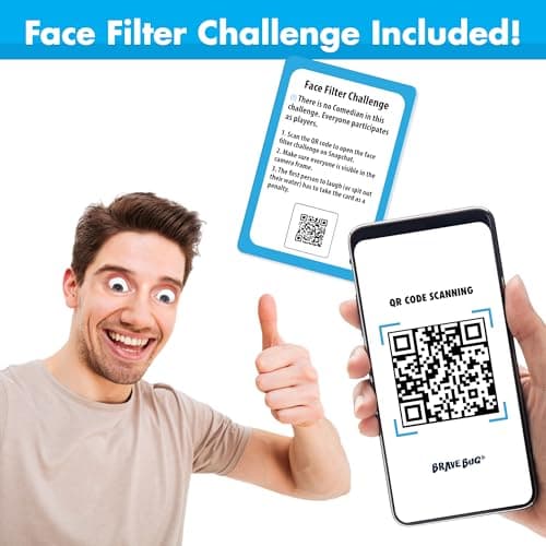BRAVEBUG You Laugh You Lose Game - Funny Charades Kids Games - Board Games for Kids & Teens - Try Not to Laugh Challenge - Sleepover Party Supplies for Girls, Birthday Game for Family, Kids & Girls