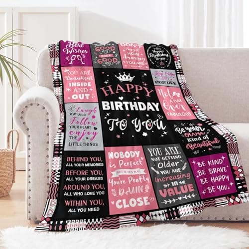 Birthday Decorations for Women, Gift for Women Birthday Unique, Happy Birthday Gift for Her, Mom, Wife, Daughter, Sister Birthday Gifts for Women, Happy Birthday Blanket for Women 50" x 60" B0DC72Z6S7