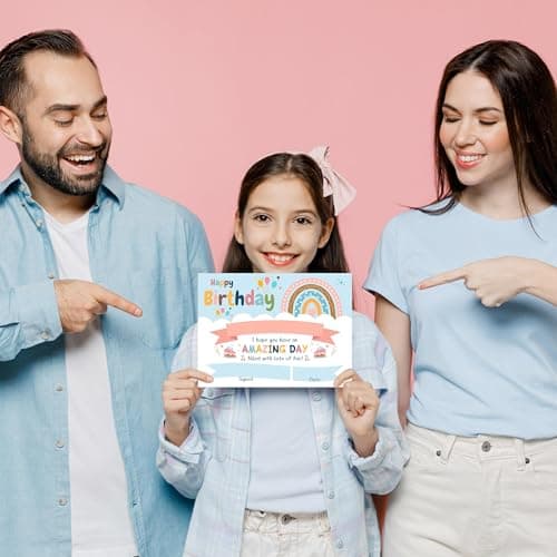 Lesnala 50 PCS Boho Birthday Printable Certificates for Kids Classroom Present for Children Teachers Students Parents for End of Semester Back to School Home Study Award Supplies Rainbow