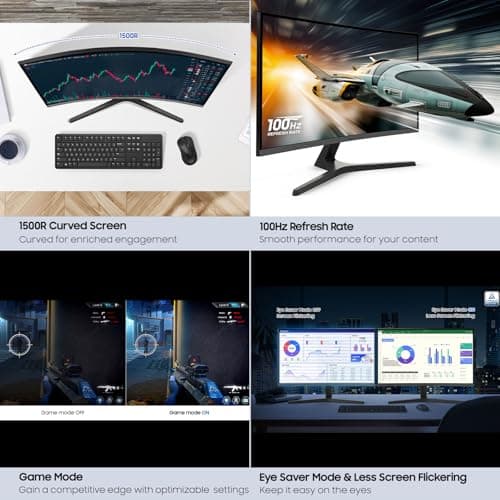 Samsung 32-inch S3 (S39GD) FHD 100Hz Curved Monitor, Game Mode, Eye Saver Mode, Multiple Connectivity with HDMI Port, Built-in Speakers, LS32D39DGANXZA, 2025