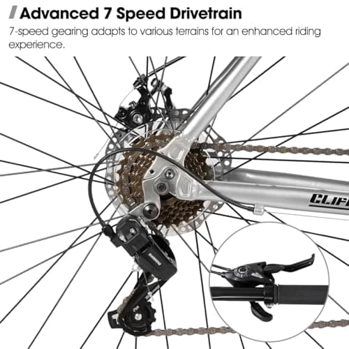 HILAND 700C Road Hybrid Bike, 7 speeds Bikes Urban City Commuter Bicycle with Disc Brake for Men Women Adult Comfortable Bicycle