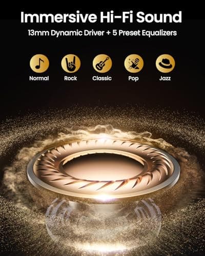 LEEMC Wireless Earbuds, Bluetooth Headphones 6.0, Ear Buds with Touch Screen, ANC ENC Noise Cancelling, 40H Bass Stereo Sound Over-Ear Earphones for iOS, Android, Sports, Workout,Charcoal