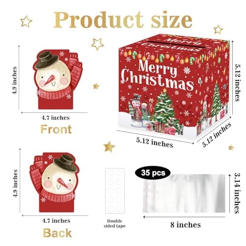 Christmas Party Gifts, Christmas Money Box for Cash Pull, Christmas Money Pull Box with Snowman Card and Transparent Bags, Christmas Money Pull Box, Christmas Money Pull Box for Kids Adults