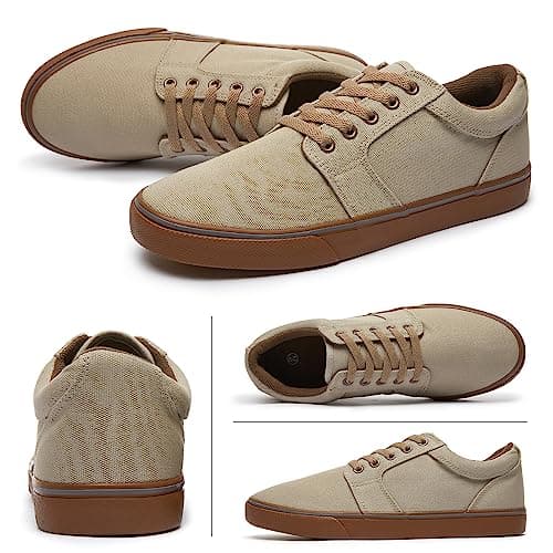 BENPAO Mens White Casual Shoes All Black Fashion Sneakers for Men Low Top Lace Up Canvas Shoes