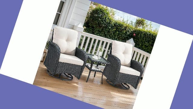2 in 1 Porch Glider Swivel Chair - Wicker Patio Furniture Outdoor Swivel Rocker Chair with Thick Cushion, 300 Lb Weight Capacity Patio Swivel Glider Seating - Brown Wicker, Blue Cushion