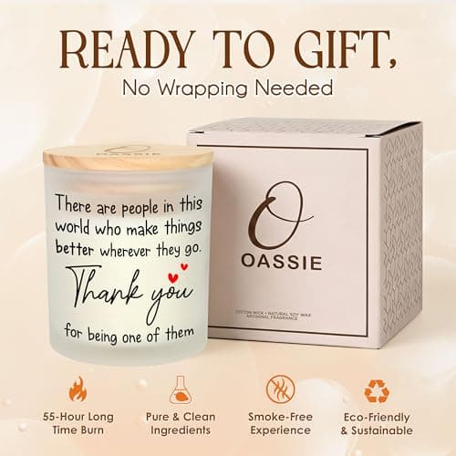 OASSIE Thank You Gifts for Women - Long Lasting Vanilla Lavender Candle 10 Oz - Appreciation Inspirational Birthday Gifts for Women Coworkers Friend Teachers Nurses Boss Employees