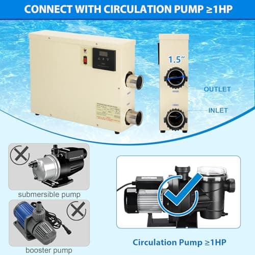 11KW 240V Pool Heater for Above Ground Pool, Electric Swimming Pool Heater with Touchscreeen, Hot Tub Thermostat for Spa, Bathtub, Above Inground Pool, 1500 Gallons (11KW)
