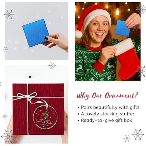 Grandparents Gifts - First Time Grandparents Gifts for Grandma Grandpa - Baby Pregnancy Announcement Ornament for New Expecting Grandma, Grandpa to Be - Glass Christmas Ornament 2026