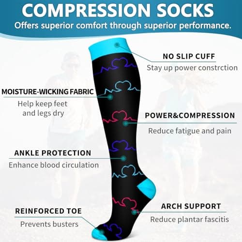 6 Pack Copper Compression Socks for Women and Men Circulation-Best Support for Medical,Running,Nursing,Athletic B082QTVPCM