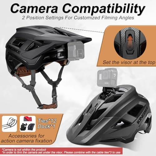 KINGBIKE NTA-8776 Mountain Bike Helmet Professional Ebike Helmets with 3-Level Adjustable Visor & Camera Mount E-MTB Helmet for Adults Men Women Youth E-Bike Safety Certified