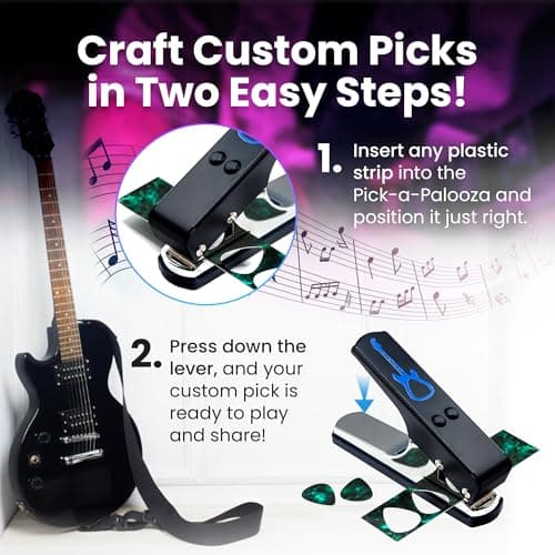 Custom Pick Maker for Musicians, Leather Key Chain Holder, Pick Strips with Artwork & File, Unique Gifts for Men & Women DIY Guitar Picks Punch Mega Pack with Pick Punch Tool - Blue B00C7AFDVM