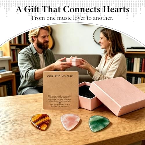 Natural Crystal Guitar Pick Gift for Guitar Players, Handmade Gemstone Plectrum for Acoustic Guitar, Inspirational Music Gift for Practice, Performance, Graduation, New Beginnings (Green Aventurine) B0GWLBSZFJ