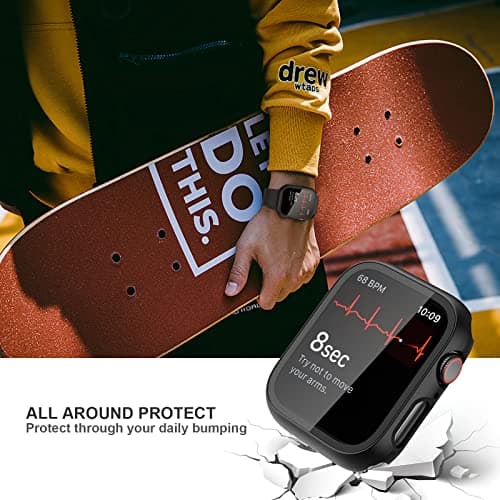 2 Pack Case with Tempered Glass Screen Protector for Apple Watch Series 9/8/7 41mm,JZK Slim Guard Bumper Full Hard PC Protective Cover HD Ultra-Thin Cover for iWatch 9 8 7 41mm Accessories,Clear