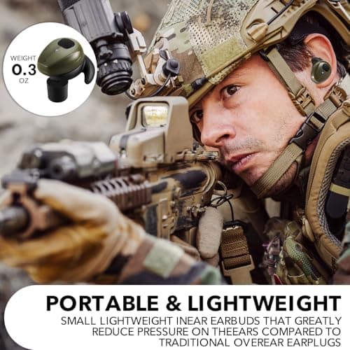 YHKEMA Electronic Shooting Earbuds - Ear Hearing Protection NRR 28dB Bluetooth 5.3 Noise Cancelling & Sound Amplification - Rechargeable Case for Hunting and Range(Green)