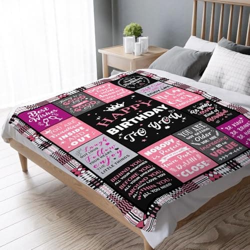 Birthday Decorations for Women, Gift for Women Birthday Unique, Happy Birthday Gift for Her, Mom, Wife, Daughter, Sister Birthday Gifts for Women, Happy Birthday Blanket for Women 50" x 60" B0DC72Z6S7