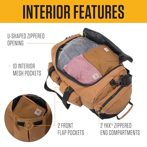 Carhartt 40L Utility Duffel, Heavy-Duty Gear Bag for Jobsite, Gym, & Travel, Duffel Bag (Carhartt Brown), 40L