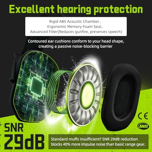PROHEAR 022 Electronic Ear Protection for Shooting & Hunting - 29dB SNR Noise Reduction, 5X Sound Amplification, 4 Omnidirectional Microphones, HD Speakers - Gun Range Hearing Protection Muffs,Black