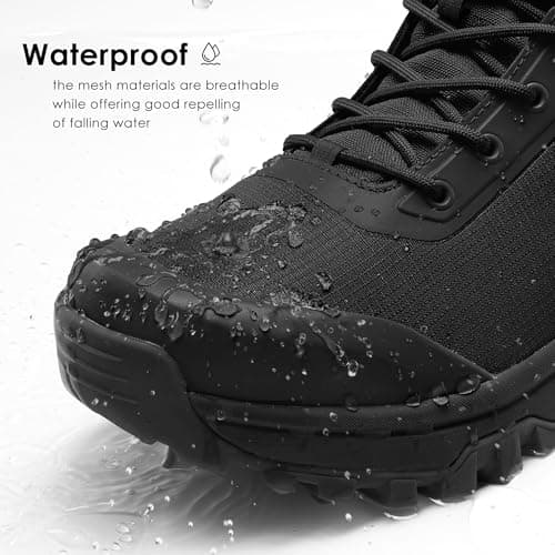 Coostar Tactical Boots for Men Lightweight Military Combat Boot Side Zipper Motorcycle Hiking Work Boots Waterproof 8 Inches