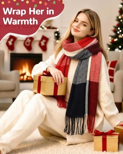 Loritta Womens Scarf Fashion Long Plaid Shawls Wraps Big Grid Winter Warm Lattice Large Scarves Gifts