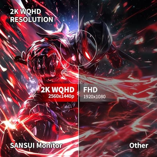 SANSUI 27 Inch WQHD 2560X1440 Curved Gaming Monitor, 180Hz MPRT 1ms Computer Monitor,HDMI2.0 * 2, DP1.2 * 2, Freesync, Curved 1500R, 5000:1 Contrast Ratio, 120% sRGB,HDR(ES-G27C1Q DP Cable Included)