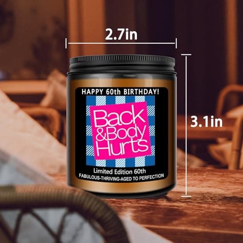 Homsolver 60th Birthday Gifts for Women Men, Happy 60th Birthday Decorations Candles Gift for Her Him, Funny 60 Years Old Ideas- Lavender Scented Candle