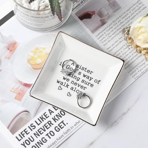 Sister Gifts, Mother's Day Gifts for Sister Ring Dish- A Sister is God's Way of Making Sure We Never Walk Alone- Birthdays Christmas Wedding Gifts for Sister, Soul Sister, Best Friends, Sister in Law