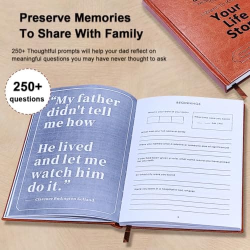 JUNQIU Dad I Want To Hear Your Story, A Father’S Guided Journal Book - Gifts For Dad Birthday, Fathers Day Dad Gifts From Daughter Son, Dad Gifts For Christmas, Dads Gift