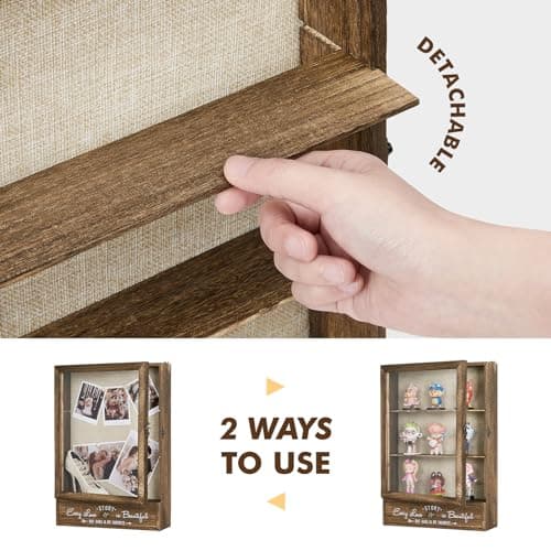 AW BRIDAL 11X16 Large Shadow Box Picture Frames Deep Shadow Boxes Display Cases with Removable Shelves and Drawers, Brown Wooden Memory Boxes for Keepsakes with Slot Christmas Decorations Gifts