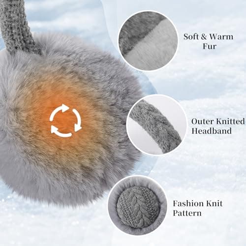 Pleneal Ear Muffs for Winter Women, Foldable Earmuffs Faux Fur Warm Ear Warmers for Women, Outdoor Cute Ear Covers for Girls