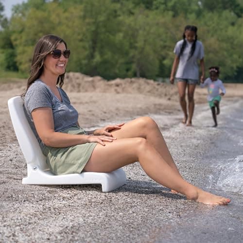 Step2 Foldable Adult Flip Seat, Portable Outdoor Chair for Poolside, Tailgating, Camping, Picnic Chair, Provides Back Support When Sitting on Ground, White