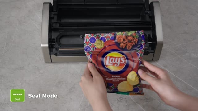 Bonsenkitchen Vacuum Sealer for Food, Easy-Lock Handle Vacuum Sealer Machine with Bag Clip, Built-in Cutter and Bag Storage for Sous Vide and Meal Prep, 1 Roll Bag & 10 Pre-Cut Bags, Silver