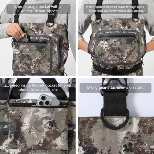 BASSDASH Men’s Lightweight Breathable Chest Wader Black Camo Stockingfoot for Fly Fishing Hunting FW11
