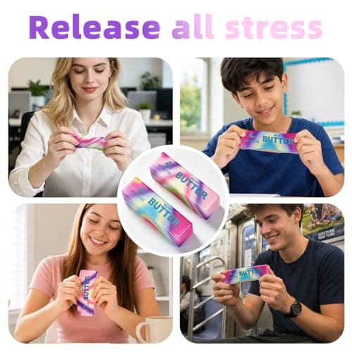 2 Pcs Rainbow Butter Squishy Stick , Super Soft Slow Rising Fidget Squeeze Toy, Colorful Sensory Stress Relief Desk Toy for Home, Office, Travel, Novelty Anxiety Relief Toy for Kids & Adults B0GYRGW65Q