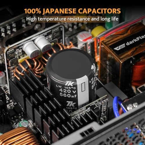 darkFlash PMT850 Fully Modular Power Supply ATX 3.1& PCIe 5.1 Ready, 2 x 12VHPWR Cable Included, 100% Japanese 105°C Capacitors, 80 Plus Gold Gaming PSU, Compact 150mm Size, 5 Year Warranty(Black)
