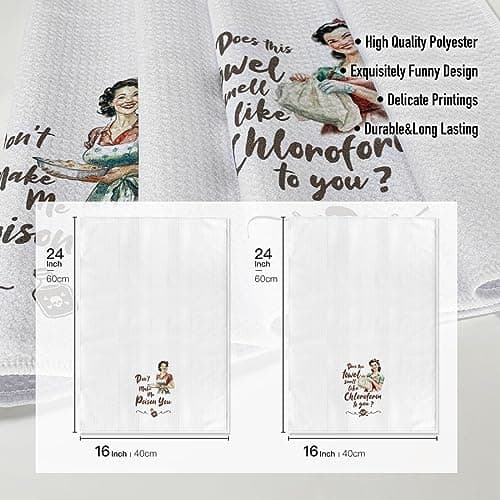 Kitchen Towels,Funny Joked Themed Dishcloth,16 * 24,2Pack,Microfiber Bar Towel,Hilarious Hand Towels,High Absorbent Dish Towels,Best Gifts for Hostess New Home Mom Women Housewarming