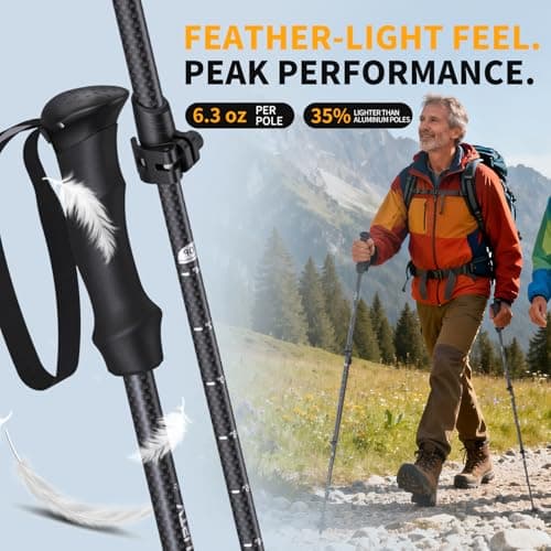 3K Carbon Fiber Trekking Poles - Collapsible, Lightweight Yet Sturdy Hiking Poles with EVA Grip, for Men & Women Hikers
