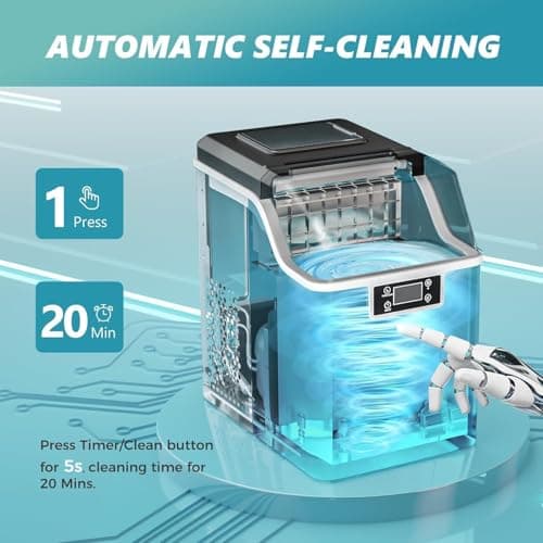 EUHOMY Ice Cube Maker Machine Countertop, 2 Ways to Add Water, 45Lbs/Day 24 Pcs Ready in 13 Mins, Auto-Cleaning Portable Compact, with Ice Scoop & Basket, Perfect for Home/Kitchen/Office/Bar (Silver)