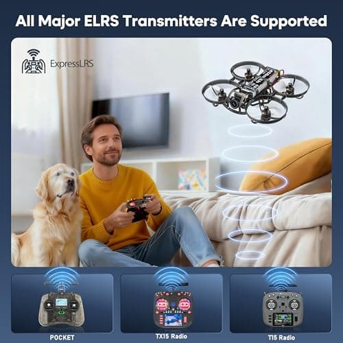 R8 ELRS Brushless Whoop Quadcopter, Ultralight 1S 80mm Micro FPV Drone BNF with 6 Port Battery Charger,2 Batteries Fly12 Mins for FPV Freestyle Racing Indoor Outdoor,FOV160°,Matrix G4 5IN1 FC,0802 20000KV Motor