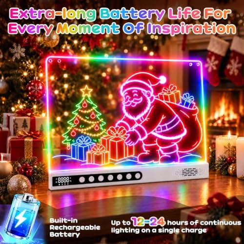 8 Colors, 8 Modes, 15 Light Effects with Music & Blue-Tooth, Doodle Neon Glow Pad Toys Gift for Girls/Boys/Kids 16" Rechargeable LED Drawing Board, Kids Birthday Christmas Gift B0GT9HHRJJ