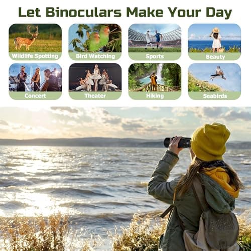 High Power 15X50 Binoculars for Adults Waterproof 50mm Big Eyepiece Fogproof Binoculars with BAK4 Prism FMC Lens for Outdoor Stargazing Hunting Traveling Wildlife Bird Watching (Black)