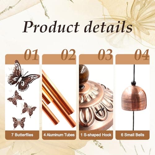 Butterfly Garden Decor for Patio Porch Balcony, Sister Birthday Gifts, Housewarming Gifts for Women, Mom Grandma Butterfly Wind Chimes for Outside, Memorial Wind Chimes, Gifts for Women B09PBWLWPK